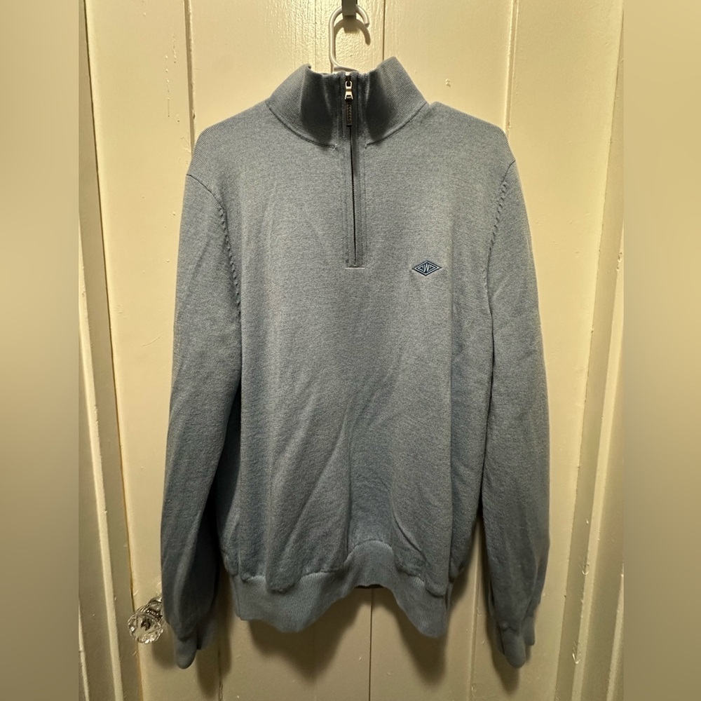 Fairway & Greene Quarter Zip Sweater Westchester Country Club NY Blue Small